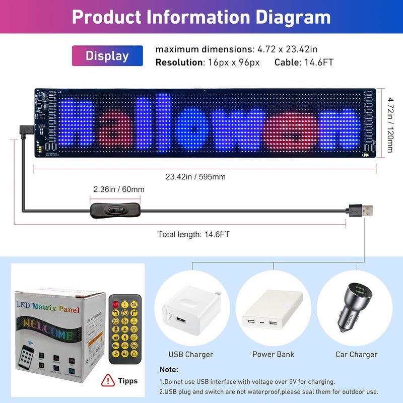 QUEENMO Devil Eyes Light for Cars, 23.4"x4.7" Programmable Flex LED Sign, Led Eyes for Car Windshield with APP Control and Remote Controller - Image 2